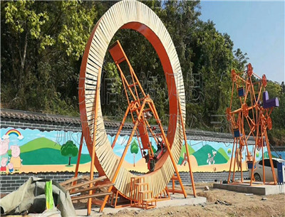 浙江省臺(tái)州市風(fēng)火輪，水上趣橋，網(wǎng)紅橋，網(wǎng)紅秋千，摩拜單車安裝完畢