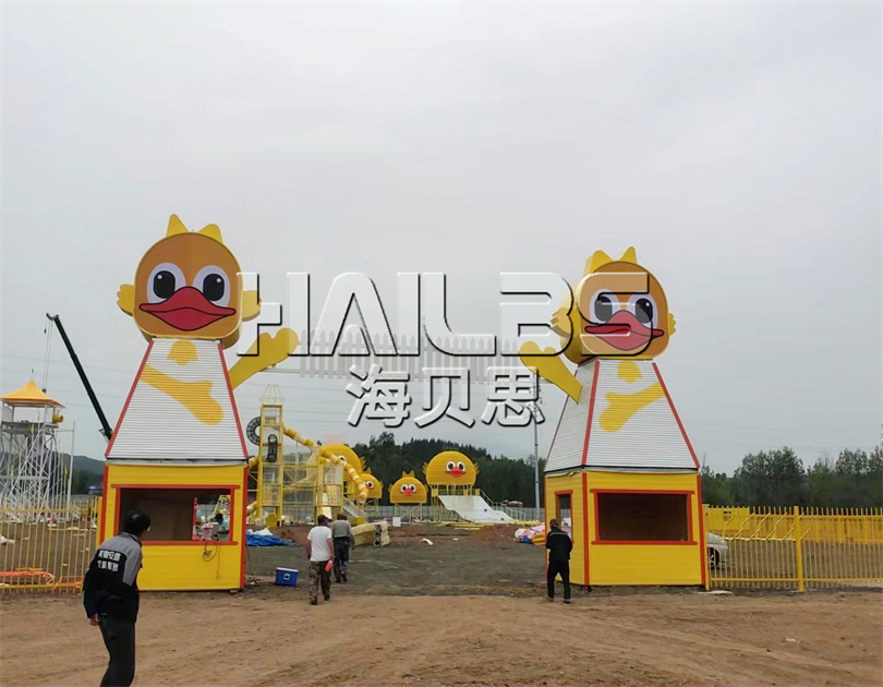 河北承德狂歡鴨主題無(wú)動(dòng)力樂園施工現(xiàn)場(chǎng)
